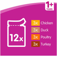 Whiskas - Adult Wet Cat Food Poultry in Jelly 100g pouch - 12 pack