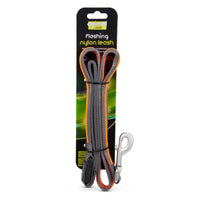 Animal Instincts - Flashing Safety USB Nylon Leash - Grey/Orange - 1.2M
