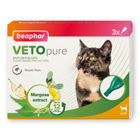 Beaphar - VETOpure Plant-Based Protection Flea Spot-On for Cats - 3 Pipettes