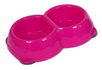 Animal Instincts - Plastic Twin Dog Bowl - Asst Colour - 280ml