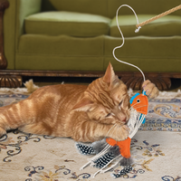 KONG - Naturals Teaser Fish Wand Cat Toy with Feathers