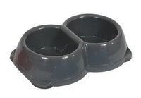 Animal Instincts - Plastic Twin Dog Bowl - Asst Colour - 280ml