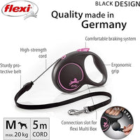 Flexi - Black Design Cord 5M Medium - Pink (1-20kg)