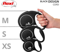 Flexi - Black Design Cord Retractable Lead - Small (5m) - Black