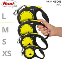 Flexi - New Neon Retractable Tape Lead - Hi Vis Yellow -Xs (3m - 12kg)