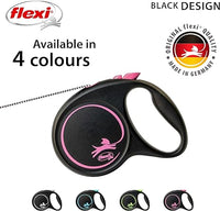 Flexi - Black Design Cord 5M Medium - Pink (1-20kg)