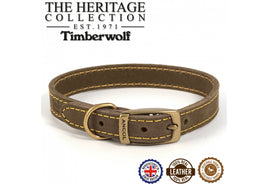 Ancol - Timberwolf Leather Collar - Sable - Size 4