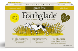 Forthglade - Complete Grain Free Adult Poultry Multipack - Chicken Turkey Chicken With Liver -395g x 12