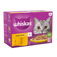 Whiskas - 1+ Cat Pouches Poultry Feasts In Jelly - 12x85g
