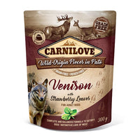 Carnilove - Wet Dog Pouch, Venison with Strawberry Leaves -  300g