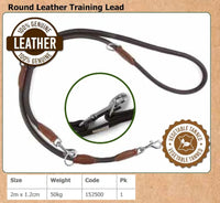 Ancol - Round Leather Training Lead - 2m