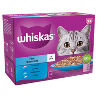 WHISKAS - Senior 7+ Fish Favourites in Jelly Cat Pouches - 12x85g