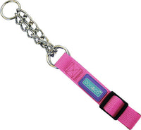 Hem & Boo - Check Chain/Nylon Training Collar - Blue - 3/4” x 14-20” (1.9 x 35-50cm)