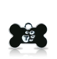 Custom Engraved Pet Tag - Patterned Large Bone With Paw Print
