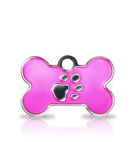Custom Engraved Pet Tag - Patterned Large Bone With Paw Print