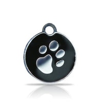 Custom Engraved Pet Tag - Patterned Large Disc With Paw Print