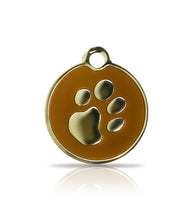 Custom Engraved Pet Tag - Patterned Small Disc With Paw Print