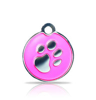 Custom Engraved Pet Tag - Patterned Small Disc With Paw Print