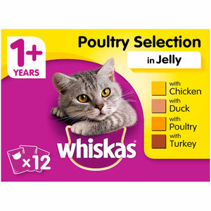 Whiskas - Adult Wet Cat Food Poultry in Jelly 100g pouch - 12 pack