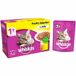 Whiskas - Adult Wet Cat Food Poultry in Jelly 100g pouch - 12 pack