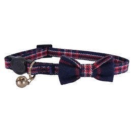 Rosewood - Designer Tartan Cat Collar - Navy & Red