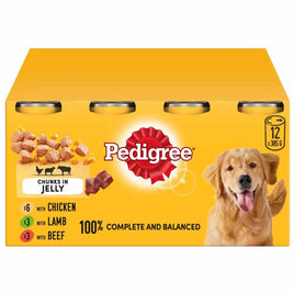 Mars - Pedigree Dog Food in Jelly - Chicken, Lamb, Beef - 12 Cans (385g)