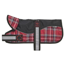 Animate - Outhwaite Reflective Padded Harness Coat, Black/Red Tartan