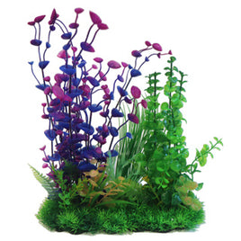 Betta - Purple & Green Plastic Plant - 13`