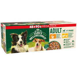 James Wellbeloved - Adult Dog Wet Food, Mixed Flavour 90g Pouch - 48pk