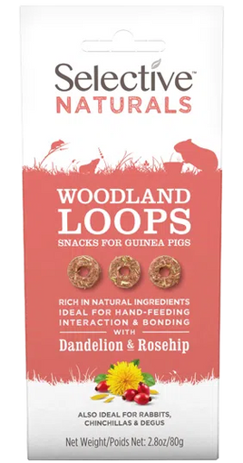 Science Selective - Naturals Woodland Loops For Guinea Pigs, Dandelion & Rosehip - 80g