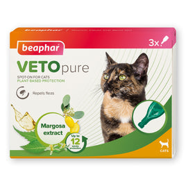 Beaphar - VETOpure Plant-Based Protection Flea Spot-On for Cats - 3 Pipettes