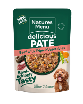 Natures Menu - Delicious Pate, Beef & Tripe Dog Pouch - 300g