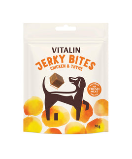 Vitalin - Natural Jerky Bites Dog Treats, Chicken & Thyme - 70g