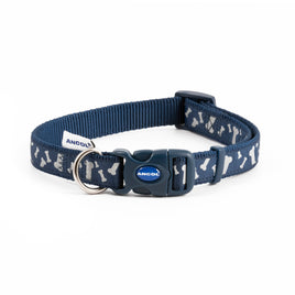 Ancol - Pattern Fashion Collection, Adjustable Collar - Blue Reflective Bones
