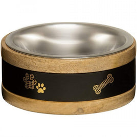 Love Pet - Bella Pet Bowl, Wooden Ring Metal Plate - Large