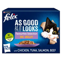 Felix - As Good As it Looks Favourites Selection, Cat Food in Jelly - 12 Pack (85g pouch)