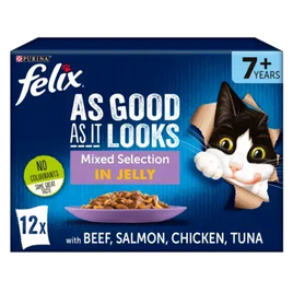 Felix Tan Bueno Como Parece Bolsita Senior 7+ Selección de Carnes en Gelatina 85g 12unid.