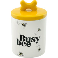 Cath Kidston -Ceramic Pet Treat Jar, White/Yellow Busy Bees