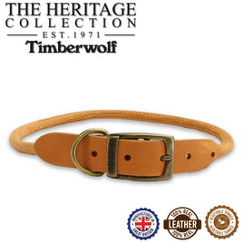 Ancol - Timberwolf Round Leather Collar - Mustard - Size 7
