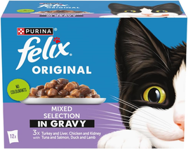 Felix - Adult Original Mixed Selection Cat Food in Gravy - 12 Pack (85g Pouches)