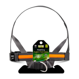 Animal Instincts - Flashing Safety USB Harness - Grey/Orange - Large (90cm)