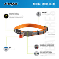 Rogz - Black Nightcat Cat Collar