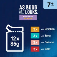 Felix - As Good As It Looks Senior 7+ 85g, Meaty Selection Jelly - 12pk
