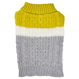 Sotnos - Colour Block  Sweater - Grey & Yellow - X Large