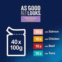 Felix - As Good As It Looks Mixed Wet Cat Food - Beef, Chicken, Tuna, Salmon - 100g Pouch (40Pk)