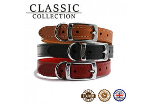 Ancol - Classic Collection Leather Collar - Red - Size 2 (14" - 26-31cm)