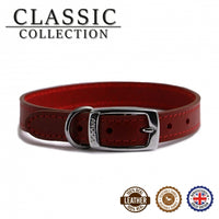 Ancol - Classic Collection Leather Collar - Red - Size 2 (14" - 26-31cm)