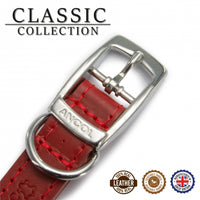 Ancol - Classic Collection Leather Collar - Red - Size 2 (14" - 26-31cm)