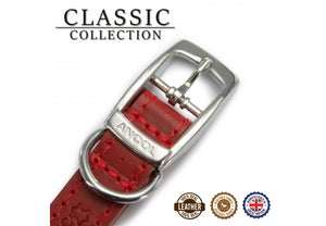 Ancol - Classic Collection Leather Collar - Red - Size 2 (14" - 26-31cm)