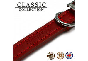 Ancol - Classic Collection Leather Collar - Red - Size 2 (14" - 26-31cm)